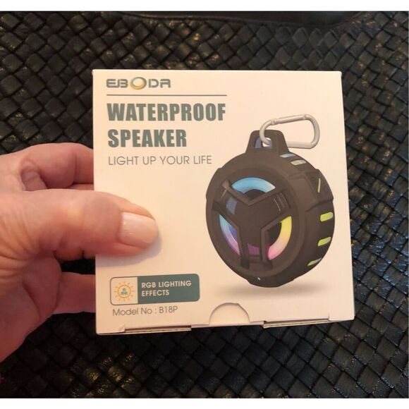 EBODA - NWT - Waterproof Portable Bluetooth Speaker/Black w/LED Lighting Effects - Picture 5 of 14